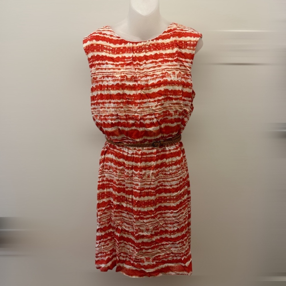 Acclaimed Belted Boho Lined Tie Dye Style Sleeveless Dress Large L